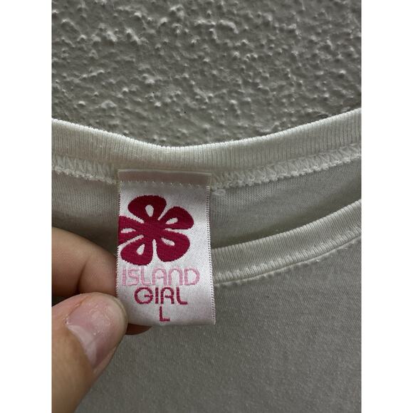 Island Girl Childrens Girl Shirt Size Large White Floral Hawaii Short Sleeve - Picture 4 of 10